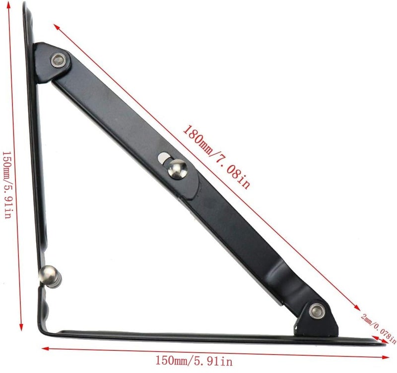 Meprotal 2pcs Folding Shelf Bracket 5.91 Inch, Heavy Duty Collapsible Shelf Brackets, Metal Foldable Shelf Table Bracket Supports Space Saving Triangle Corner Brace - Image 2